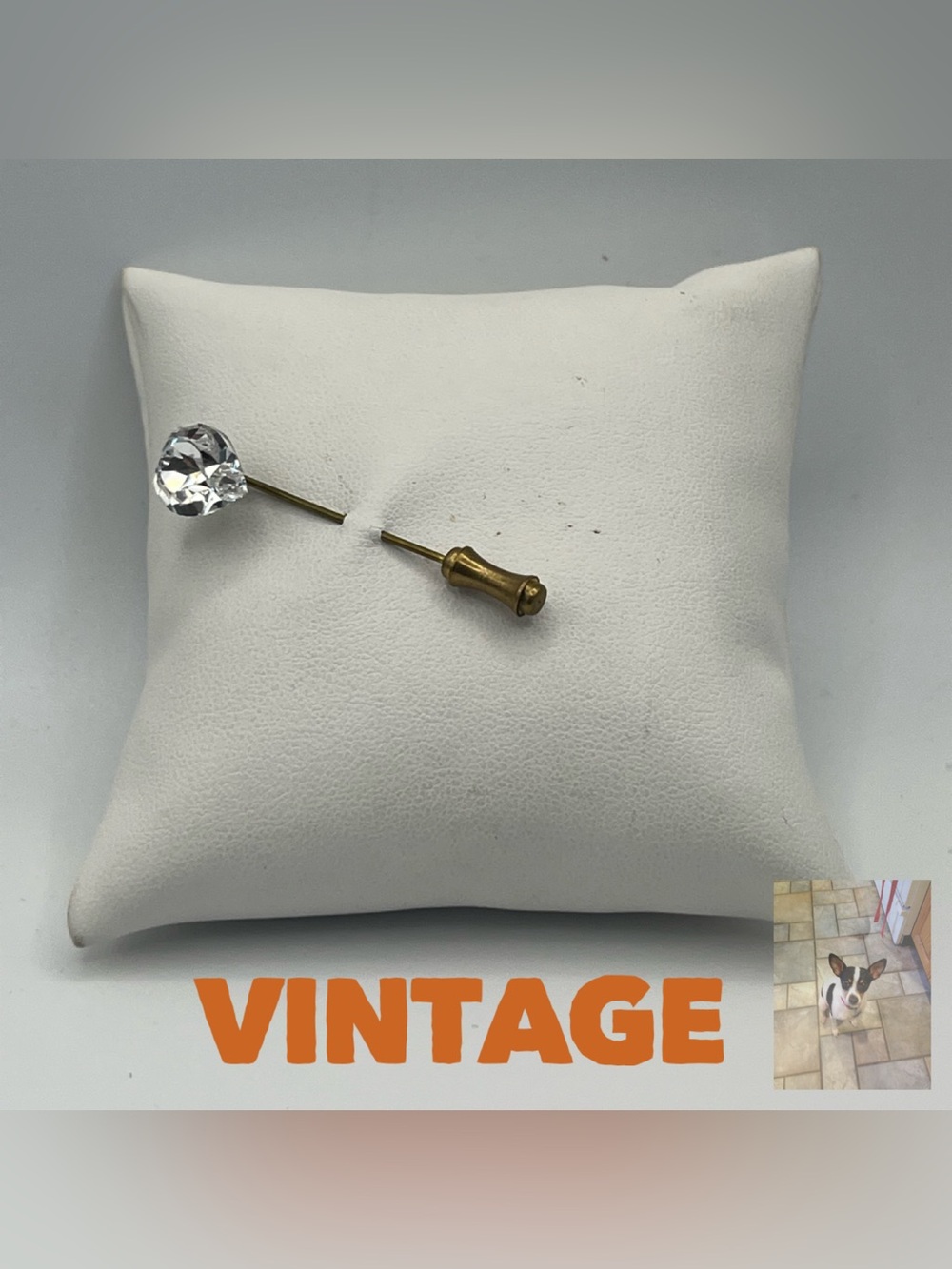 Small Vintage Heart Rhinestone Stick Pin